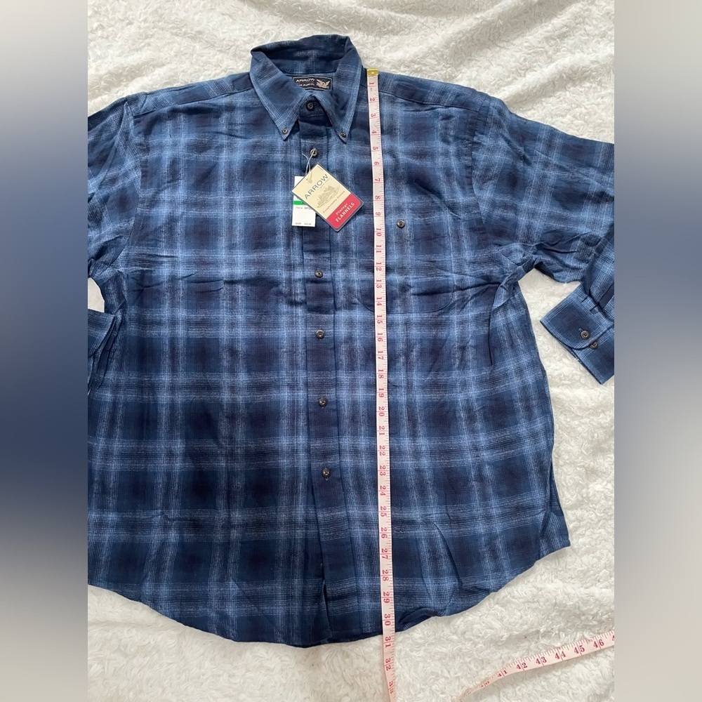 ARROW Men's Blue Plaid Shirt - Picture 12 of 14